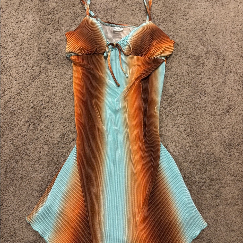 No Boundaries Orange and Blue Striped Dress